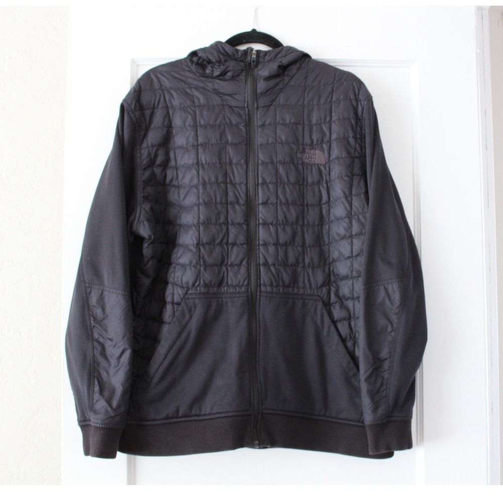The North Face Mens ThermoBall Hybrid Hoodie Black Full Zip Quilted Jacket XL
